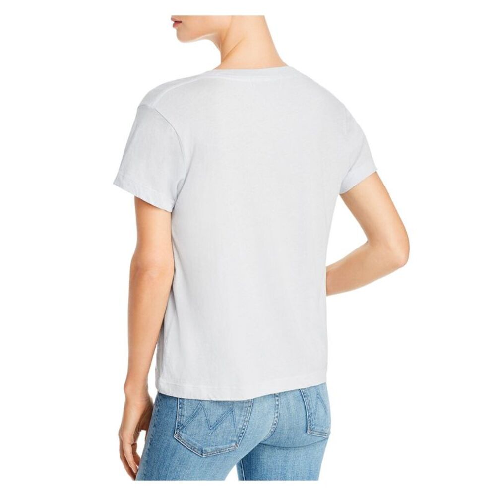 Wild Fox Womens Light Blue Printed Short Sleeve Jewel Neck Top Size: XS - Picture 2 of 2